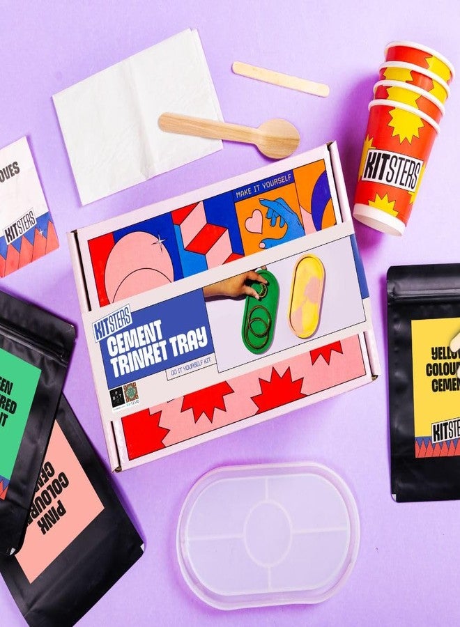 Kitsters DIY Cement Trinket Tray Kit | Coloured Cement - Silicone Mould | Birthday Gifting Item | Home - Kitchen - Office Table Decor | Activity for Kids & Adults | Detailed Video Workshop Included - Image 2
